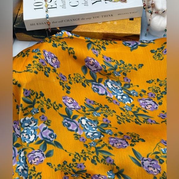 🆕 BRONX & BANCO 🧿NWOT Hanna Floral Tiered Ruffle Mini Dress, Marigold Sz S US4 - Picture 14 of 14